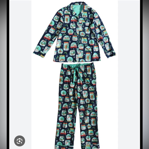 NWOT NICK & NORA Snow Globe Flannel Pajamas - Picture 2 of 7